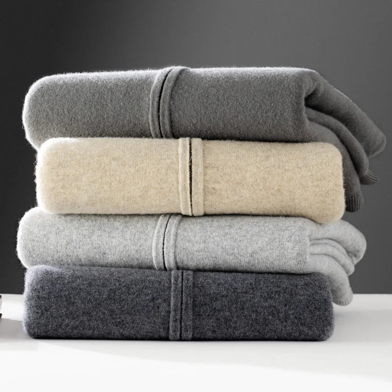 Men 100% Merino Wool Sweater Zipper Cardigan Wear Both Sides Autumn Winter Thick Warm Casual Cashmere Jumper Knitwear Coat Tops