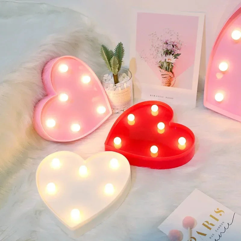 Romantic Valentine's Proposal 3D LOVE LED Letter Sign Night Light Heart Marquee Table Lamp Lanterns Lamp for Christmas Wedding