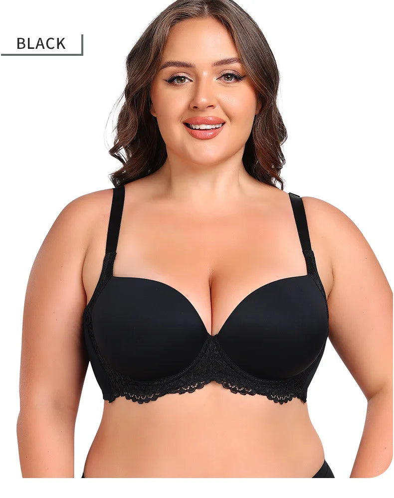 Plus Size Lingerie for Large Busts  Minimizing Anti-Sag Gathering Breathable Underwired Big Cup Size B C D E F 38 40 42 44 46 48