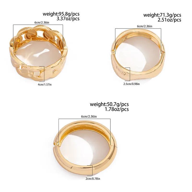 SHIXIN Exaggerated Smooth Gold Color Wide Chain Spring Bangle for Women Hip Hop Metal Geometric Cuff Bracelet Unisex Men Jewelry