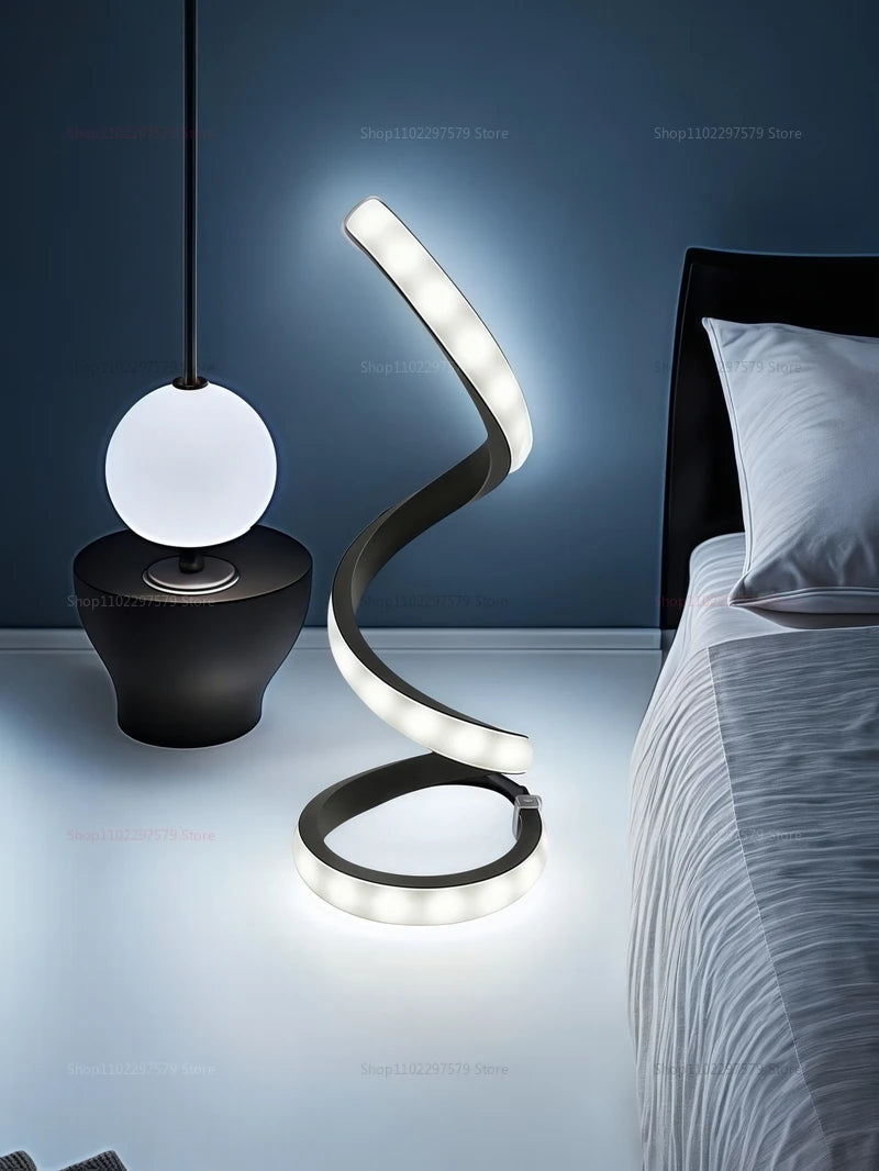2025 Modern LED Bedside Lamp Deformable Spiral Table Night Light for Bedroom Office Living Room Decor Adjustable Night Lamp