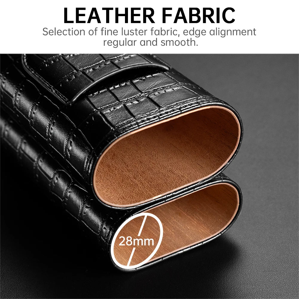 3-pack Cigar Case Luxury Portable Leather Holder Box Storage with Stainless Steel Sharp Cigar Cutter Smoking Accessories CH-24FA