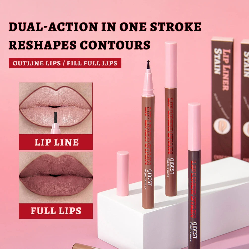 QIBEST Matte Liquid Lipliner Pencil Waterproof Plumping Stain Lipstick Natural Lip Liner Outline Lips Contour Pen Cosmetics