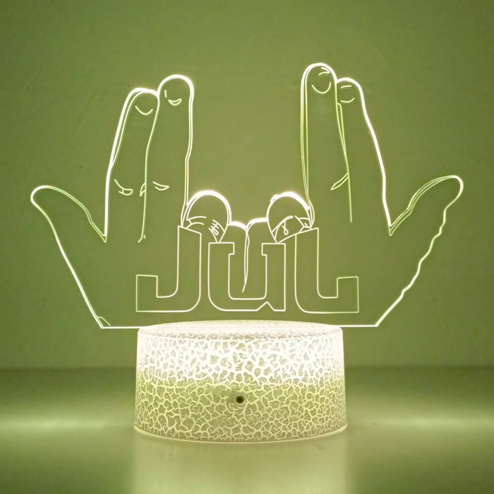 3D Rap singer Julien Mari gesture logo Night Light with Remote Control Room Decor Lamp Birthday Valentine's Day Christmas Gifts