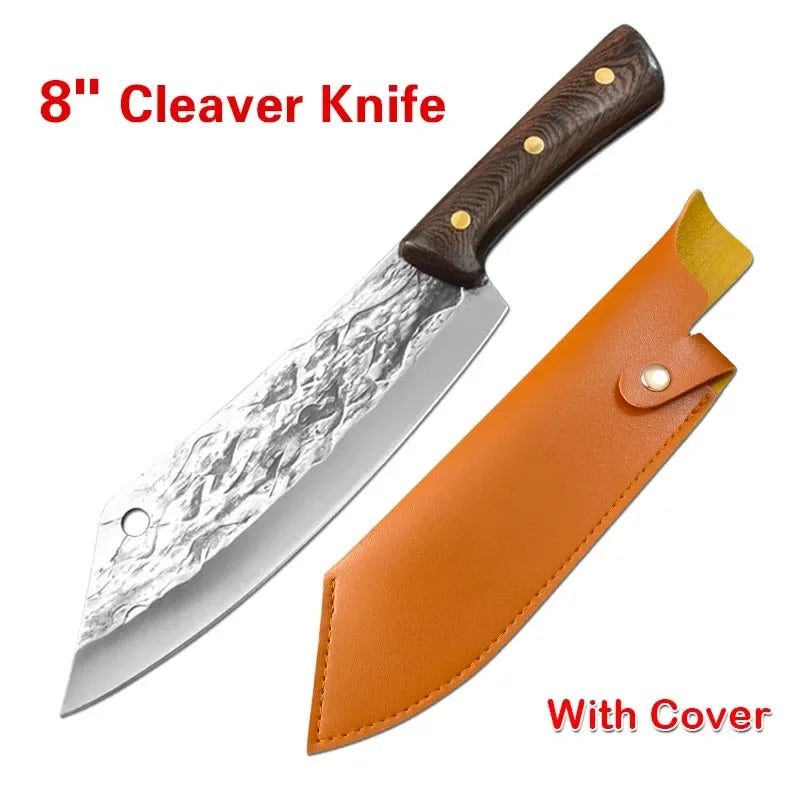 Wood Handle Kitchen Boning Knives Meat Cleaver Vegetable Bone Chop Butcher Knife Stainless Steel Professional Hand Forged Knives