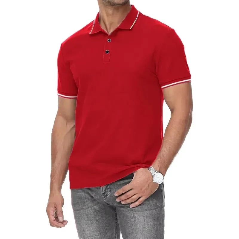New Men's Short Sleeve Polo Shirt Summer Male Contrast Oversized T Shirt Breathable Shirts Lightweight Streetwear Gym Tops