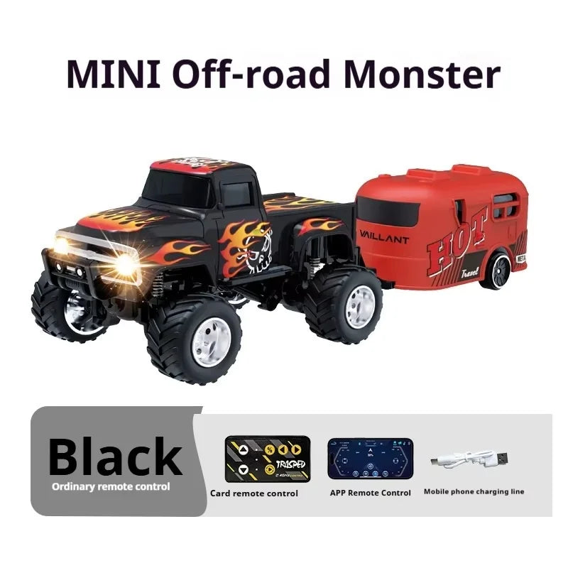 Little Monster 1/64 Rc Car Mini 2.4Ghz Remote Control Cars with Cool Spray Painting Pattern Rc Off-road Vehicle Boy’s Toys Gifts