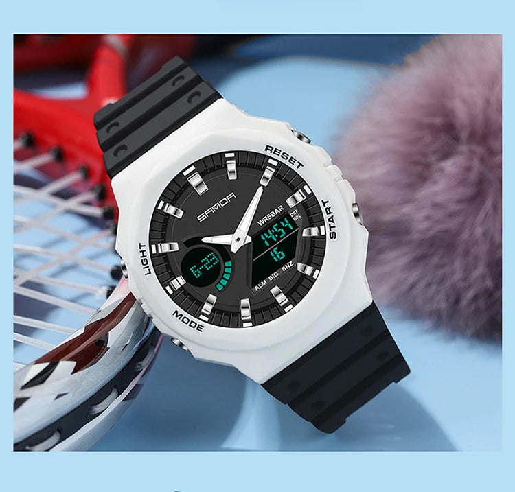 SANDA Top Luxury Men's Quartz Watches Waterproof Men Military Sport Watch Relogio Masculino Dual Display LED Digital Wristwatch