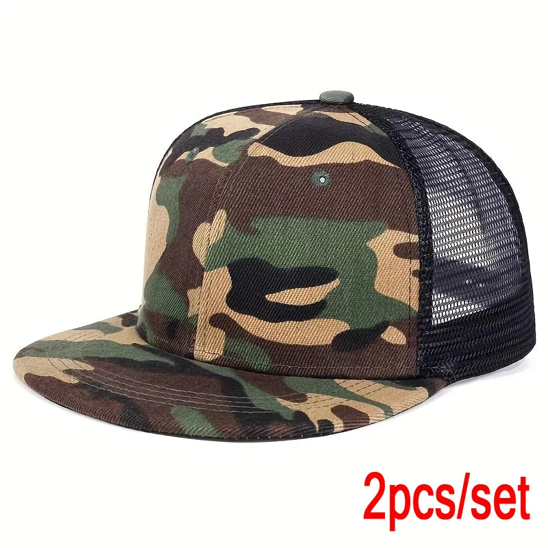 Fashion Baseball Cap Blank Mesh Camouflage Solid Color Hip Hop Hat Outdoor Sports Visor Snapback Hats Trucker Caps
