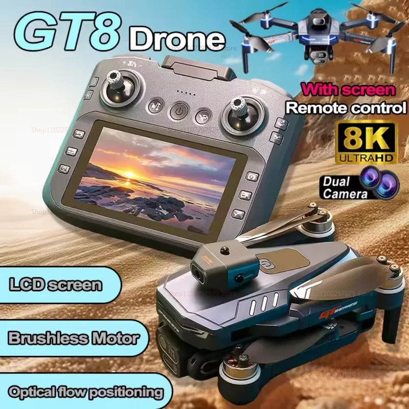 NEW GT8 Mini Drone with GPS 8K Dual Cameras 180° UHD HD 5G WiFi Brushless Motors Obstacle Avoidance FPV Foldable Quadcopter 3000