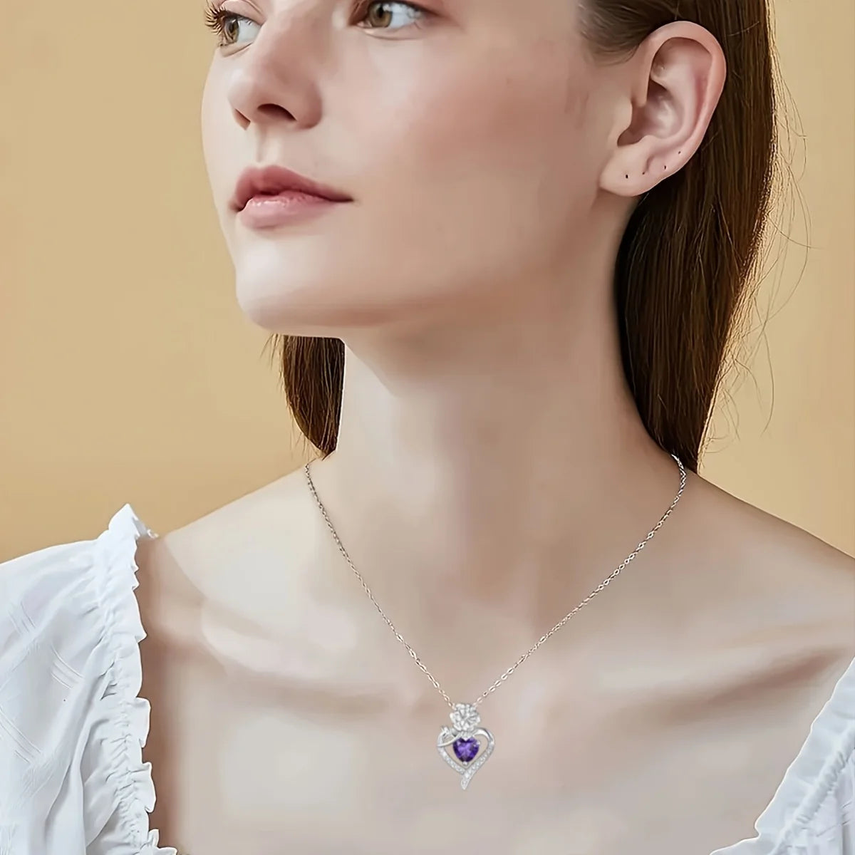 Purple Pendant Necklace, Purple Eternal Rose Gift Box, Suitable for Romantic Valentine'S Day Gift,Mother's Day,Christmas