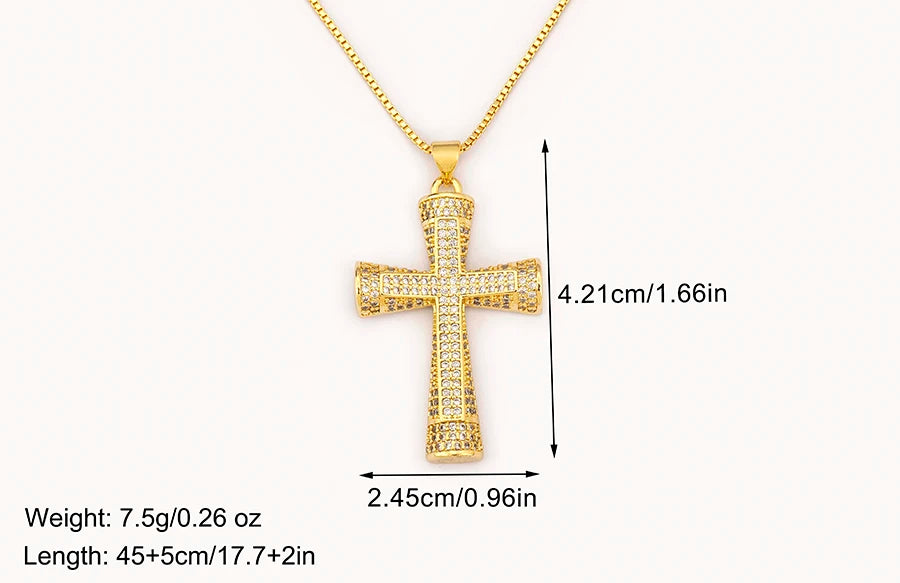 Nidin New Trendy Personality Design Cross Pendant Necklace For Women Men Shiny Crystal Zircon Charm Jewelry Daily Party Gifts