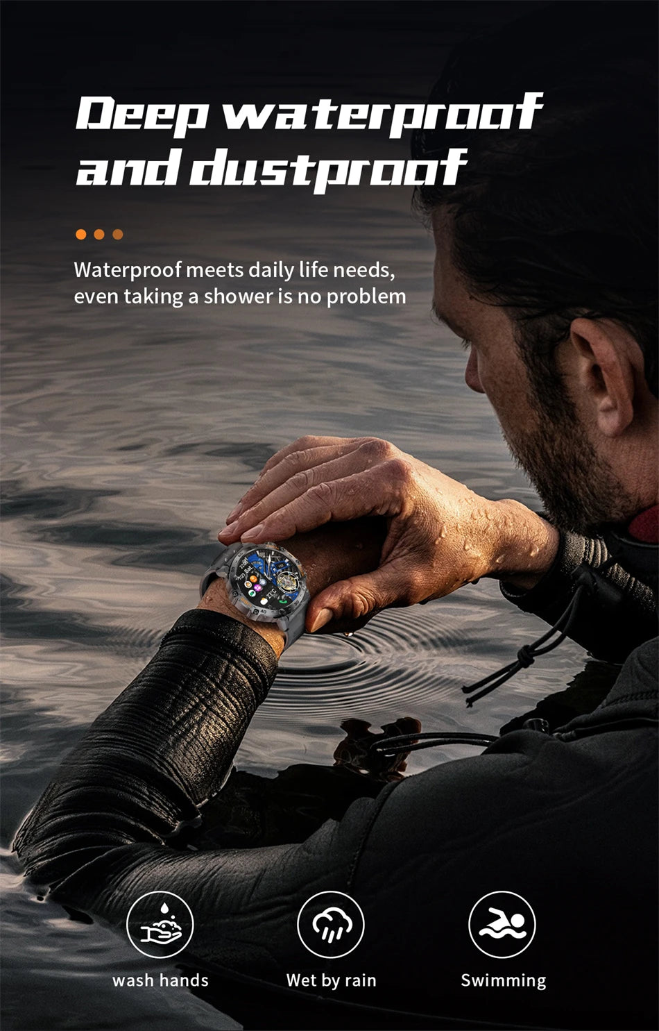 LIGE 2025 Smart Watch Men Sport Watches LED Flashlight 360*360 Ultra HD Screen Waterproof Fitness Bluetooth Call Men Smartwatch
