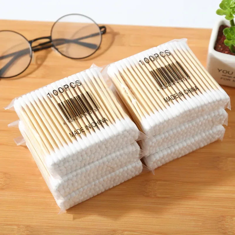 Double Cotton Buds Tip Sticks Nose Ear Cleaning Health Care Tools Head Wood Cotton Swab Women Makeup Lipstik Ватные Палочки