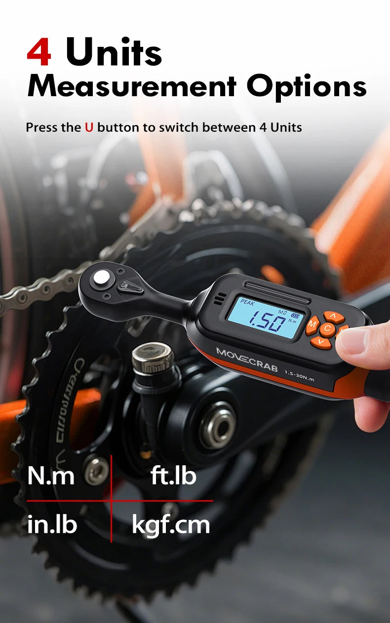 MOVECRAB 40Pcs Bike Digital Torque Wrench Set, 1/4-Inch Drive 1-22 Ft.lb/1.5-30 N.m with Bits & Sockets for repairing Bike