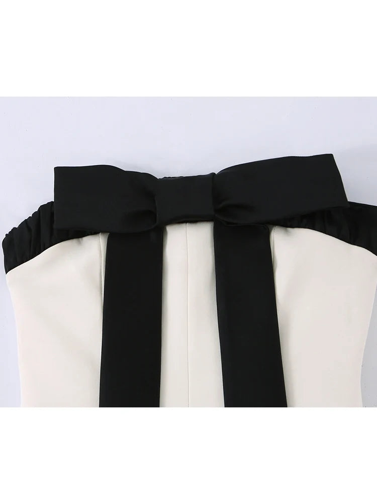 Women Strapless Mini Dress With Bow Fashion Off Shoulder Straight Neck Slim Club Party Clothing Female Sexy Dress 2026 New