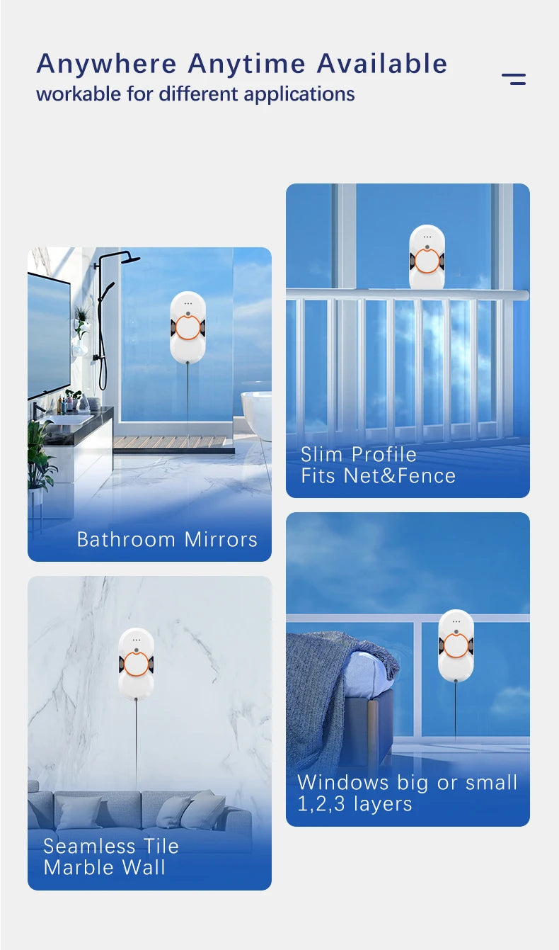Robotic Window Cleaner Washing Windows Robot with Spray ,Two Water Tank,Spin Mop,5600Pa,Remote control, Home Robot Washer Glass