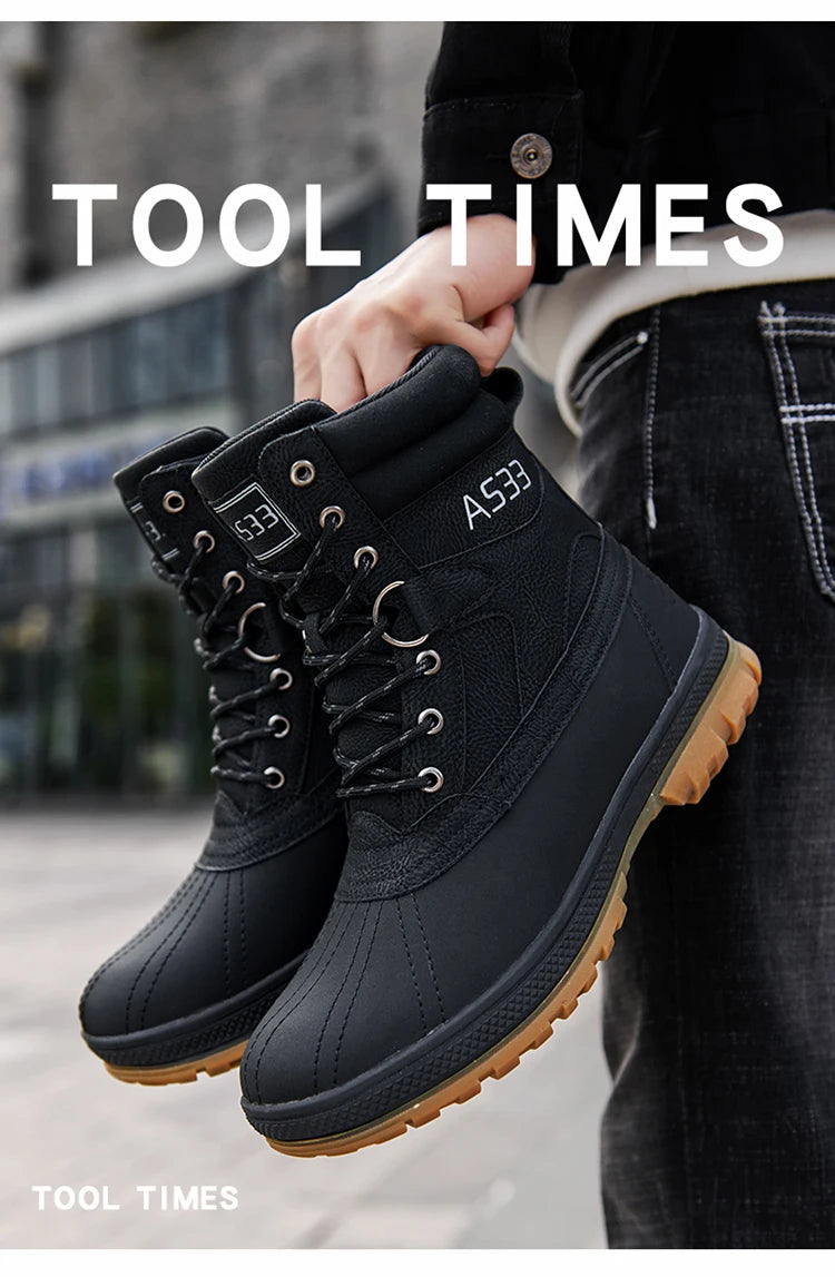 Plus Size 47 Outdoor Men Boots Winter Snow Boots for Men Training Work Boots Waterproof Slip-Resistant Keep Warm Winter Shoes
