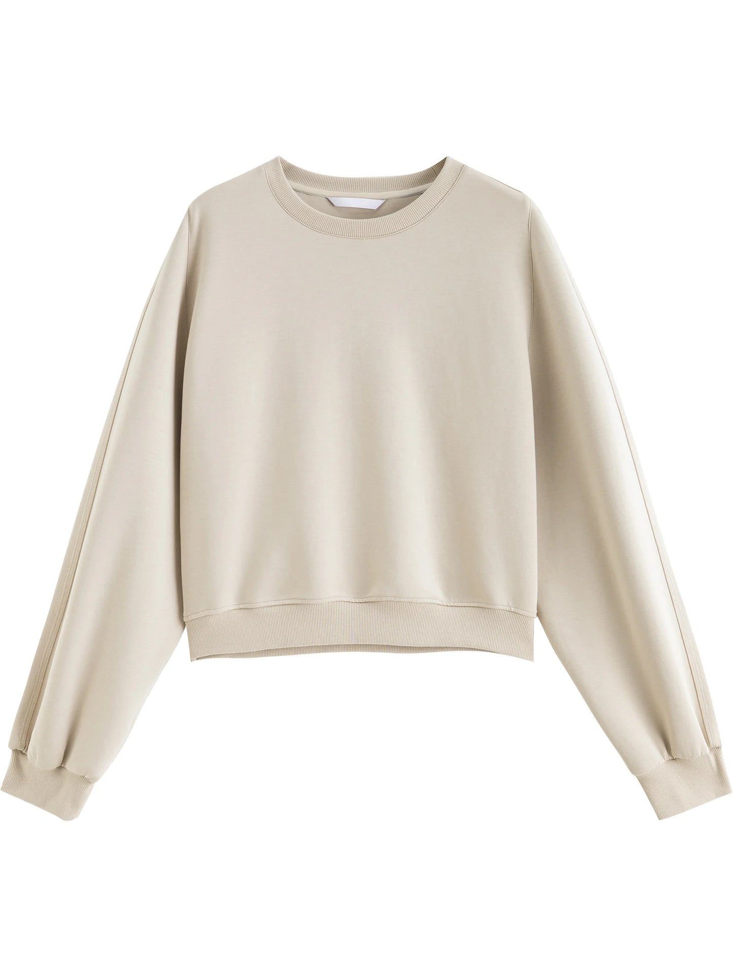 ZIQIAO Autumn 2025 Women's Round Neck Pullover Sweatshirt - Korean Style Loose Fit Casual Solid Color Daily Wear Basic Top
