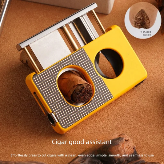 Professional V-Cut Cigar Cutter, Zinc Alloy Guillotine with Stainless Steel Blade for Cigars, Heavy Duty Christmas Gift for Men
