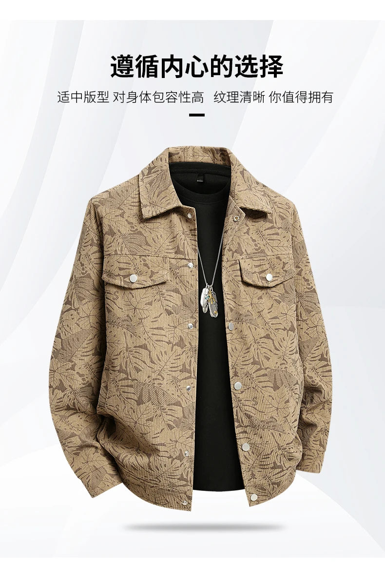 Men Jacket Corduroy Trench Coats Oversize 6XL 7XL 8XL Plus Size Print Spring Pattern Hip Hop Motorcycle Pocket Streetwear Soft