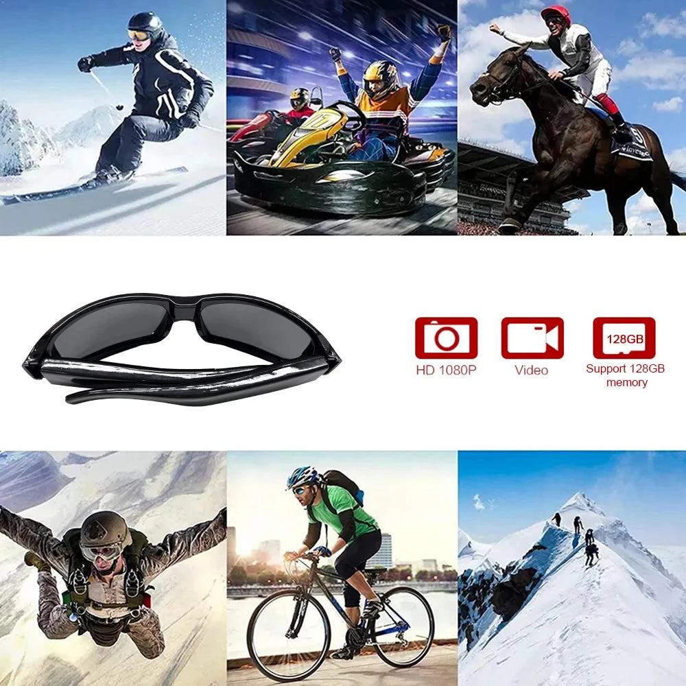New Glasses With 1080P Outdoor Sports Camera Mini Wifi Intelligent Headset Glasses 110 Wide Angle Lens APP Control Action Camera