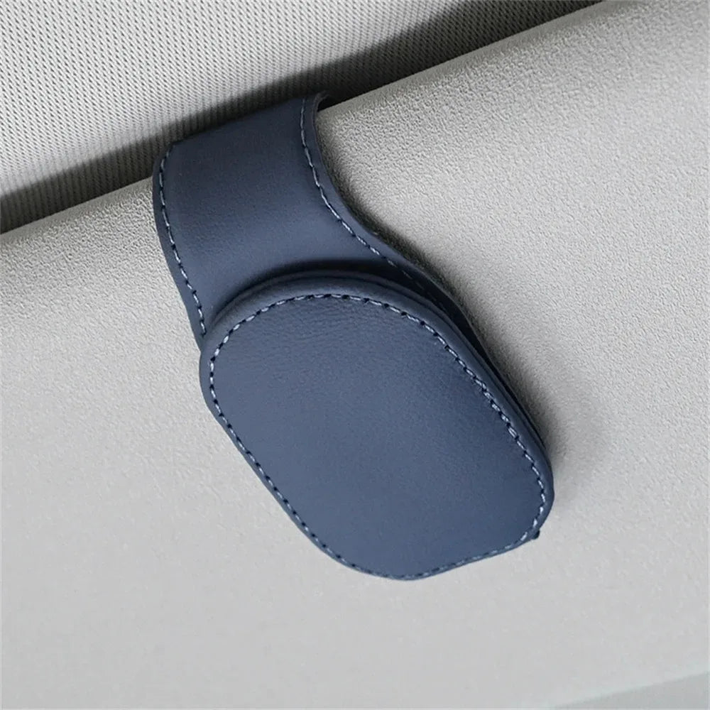 Magnetic Leather Eyeglass Clip Auto Sun Visor Glasses Storage Sunglasses Card Ticket Holder Stand Car Interior Accessories