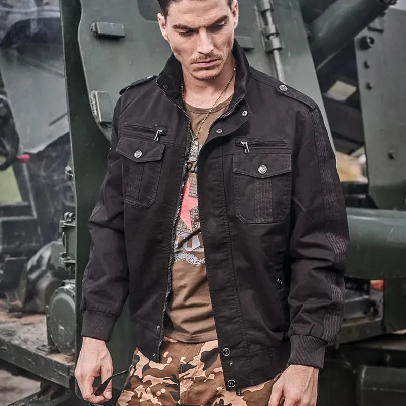 Big Size 6XL Army Cargo Jackets Men Spring Autumn Military Multi-pocket Bomber Coats Male Stand Collar Air Force Tactical Jacket