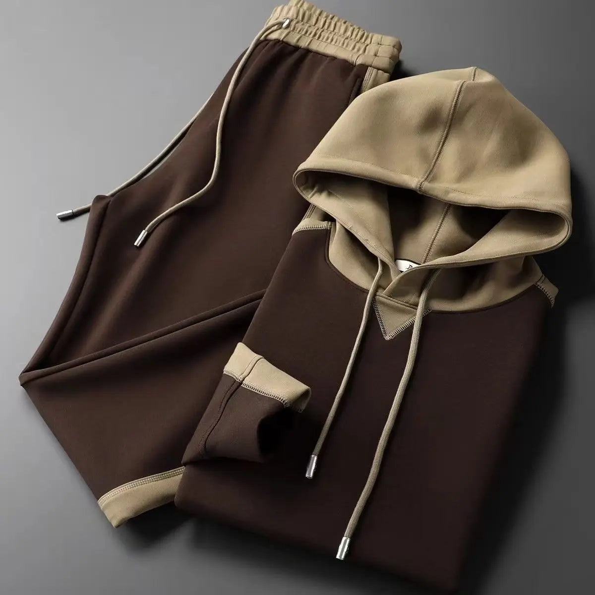 Spring Autumn Men's Light Casual Set Hooded Solid color Simple Luxury Fashion Trend Breathable Two-piece Set