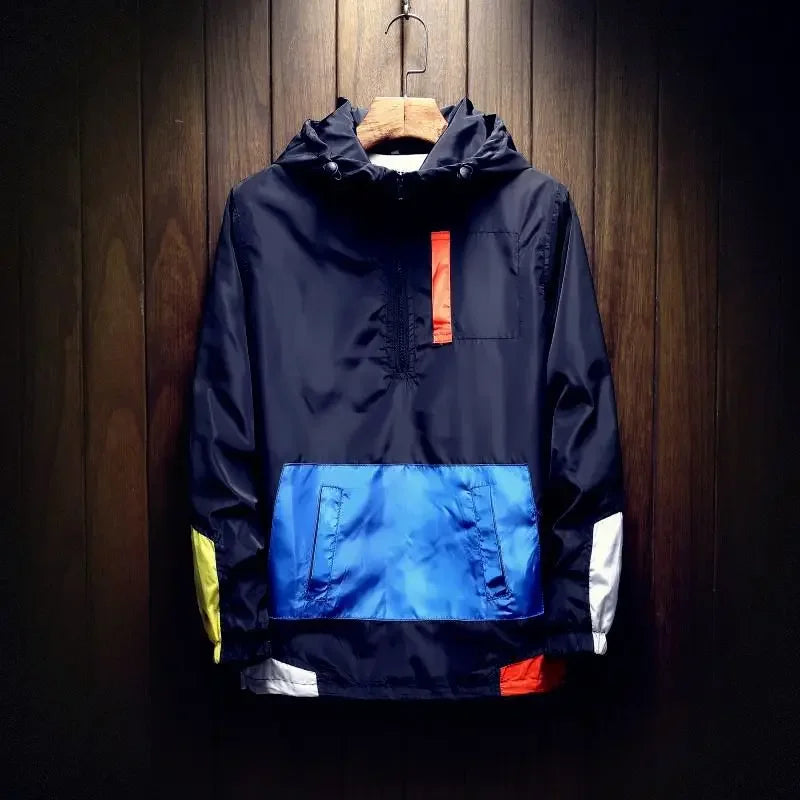 Men Autumn Outdoor Hooded Jacket Black Windbreaker Hoodie Men Large Size Bomber Zipper Jacket Brand Clothing PulloverCcoat Tops