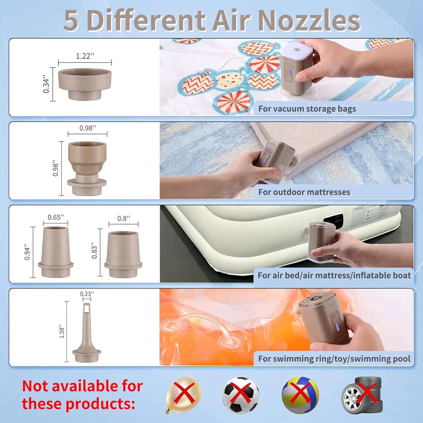 Electric Air Pump Portable Wireless Air Compressor Inflator Deflator Pumps for Inflatable Cushions Air Beds Boat Swimming Ring