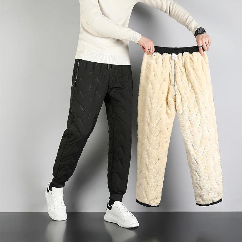 Men Winter Casual Pants 2024 New Thick Lambswool Windbreak Warm Pant Men Fashion Joggers Fleece-Lined Trousers Men Plus Size 8XL