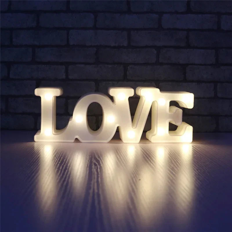 Romantic Valentine's Proposal 3D LOVE LED Letter Sign Night Light Heart Marquee Table Lamp Lanterns Lamp for Christmas Wedding