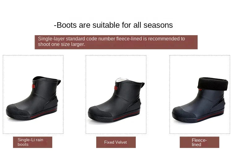 Snow Warm Thick Rain Boots, Kitchen Waterproof and Anti Slip Rain Shoes, Men's Fashionable and Wear-resistant Water Shoes