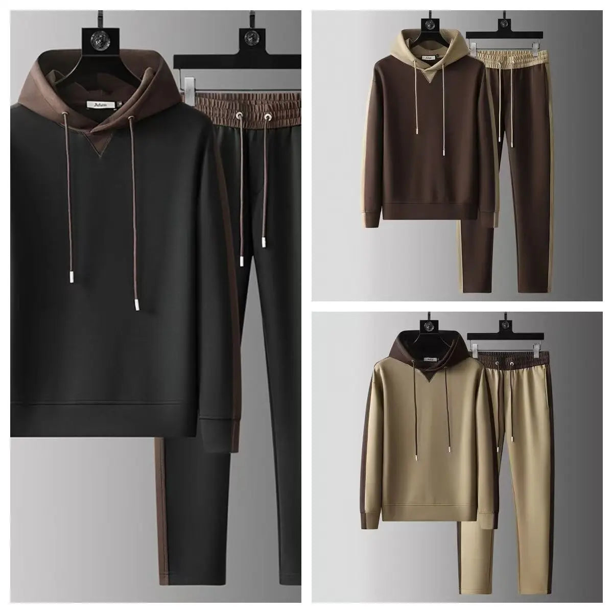 Spring Autumn Men's Light Casual Set Hooded Solid color Simple Luxury Fashion Trend Breathable Two-piece Set