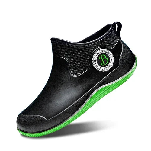 Fashion Rain Boots Men's Short Delivery Riders Galoshes Plus Cotton Waterproof Winter Shoes