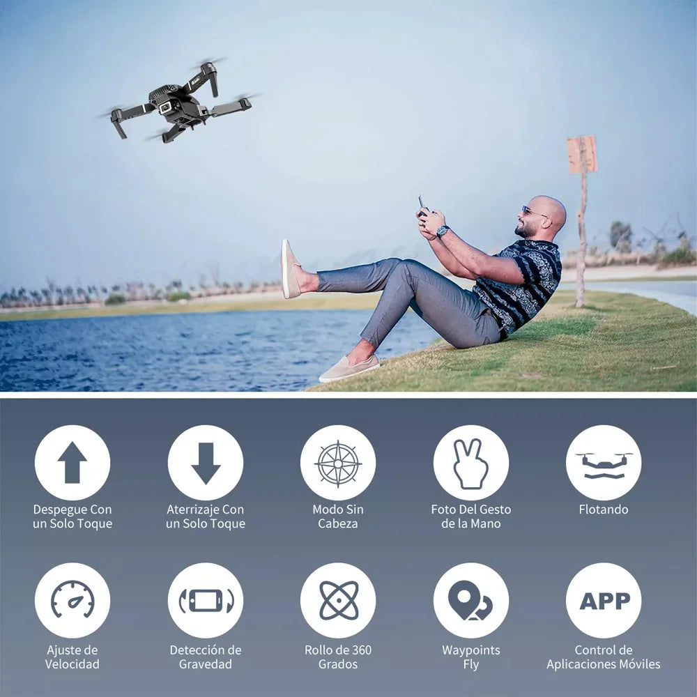 Drones Camera 4K E88 Wide Angle, 1080P Hd Camera, Wifi, Fpv Drone, Mini Drone, Height Support, Foldable, Rc, Quadcopter, Children's Toys