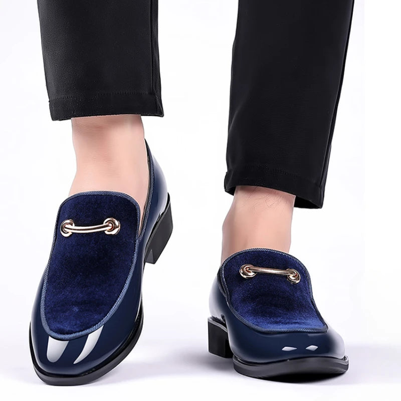 Italian Men's Dress Shoes British Suede Patent Leather Casual Shoes Korean Trendy Loafers 2024 Male Wedding Party Shoes for Men