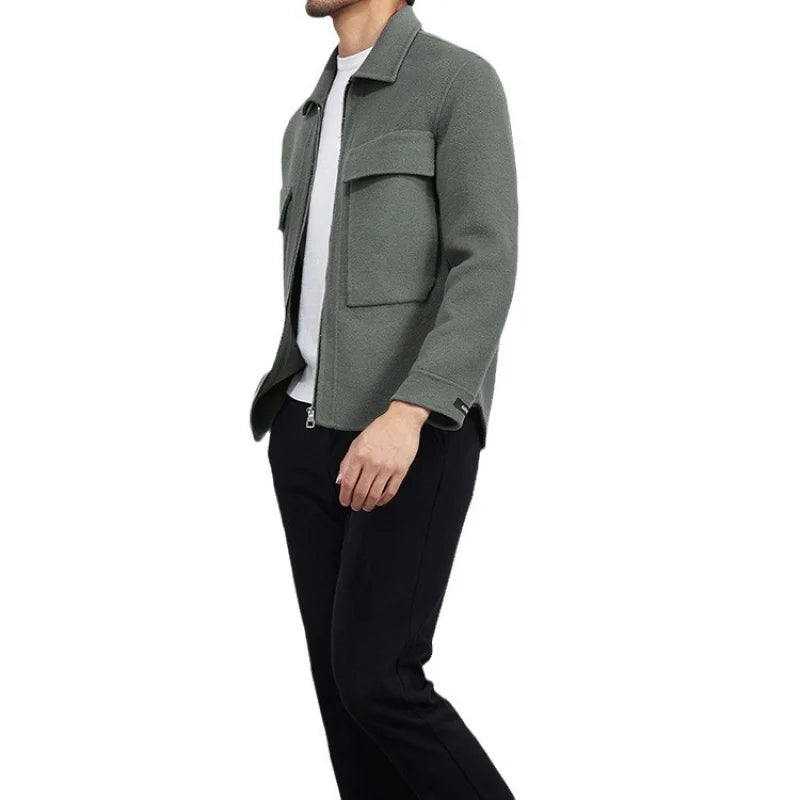 DAVIDSHAO Top Quality EU US Size Luxury Casual Wear Men Wool Coat Jacket Autumn Winter New Style Turn-Down Collar Vintage Coat