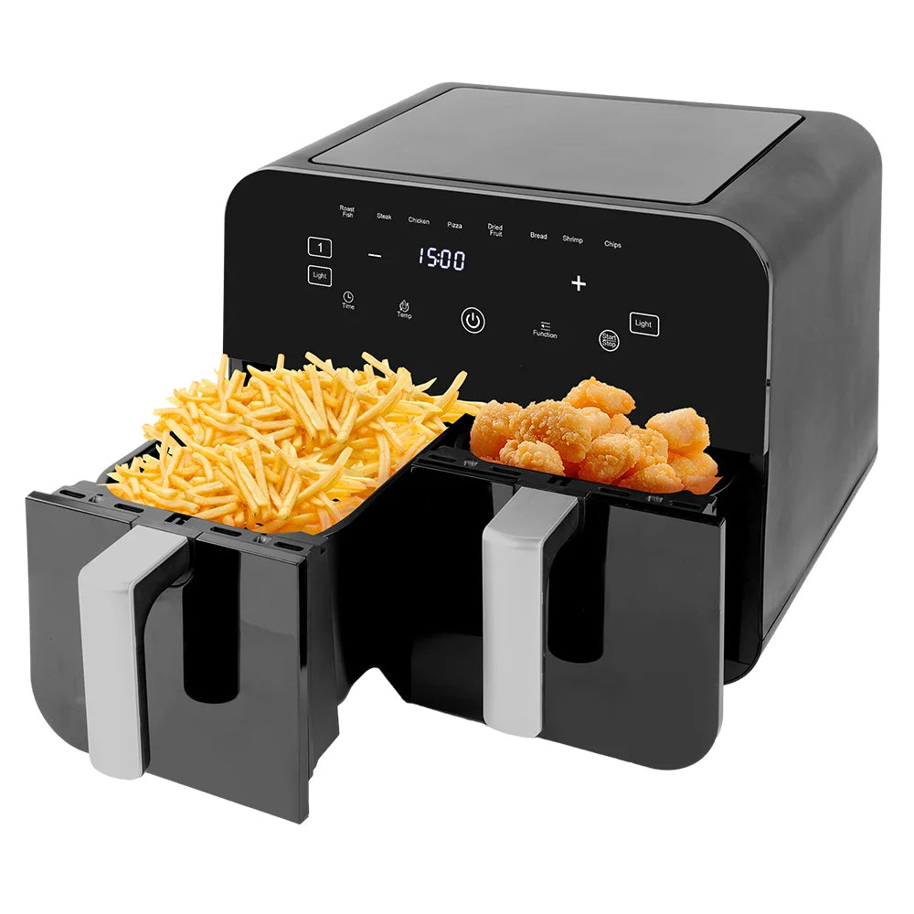 2400W air fryer Dual zone heating（4.5L+4.5L）Electronic Air Fryer LED Touch Screen Control timable Oil-free air fryer