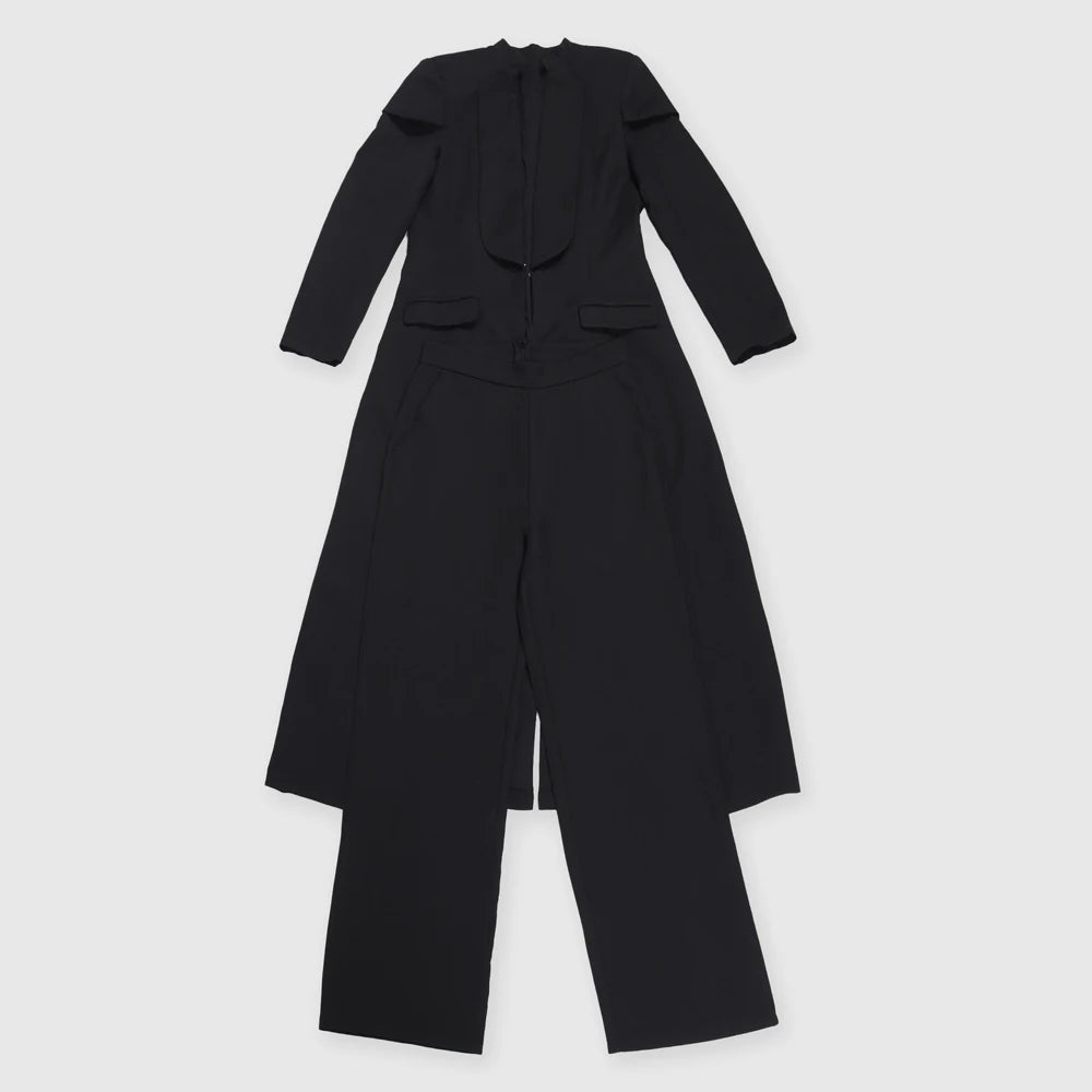 Streetwear Fashion X-Long Blazer Coat and Long Pants Suit 2 Two Piece Set for Women 2025 Spring African Work Business Outfits