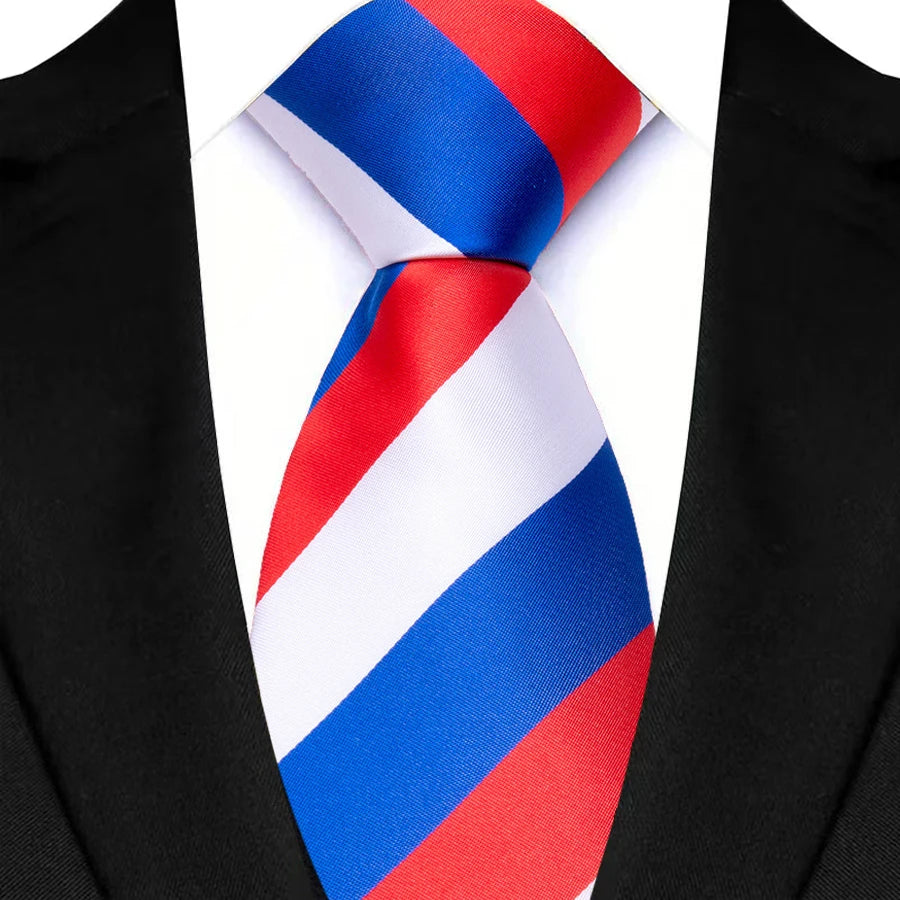 New Men's Tie Classic Stripes 8cm Jacquard Daily Wear Red Blue Green Necktie Cravat Wedding Party Dress Accessories Gift For Man