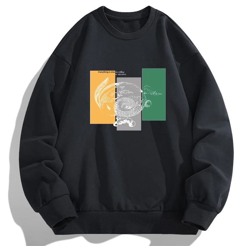 Men's Plus Size Sweatshirts 1XL-7XL Loose Pullover Comfortable Casual Printed Round Neck Tops Male Long Sleeve Shirt 110-185KG
