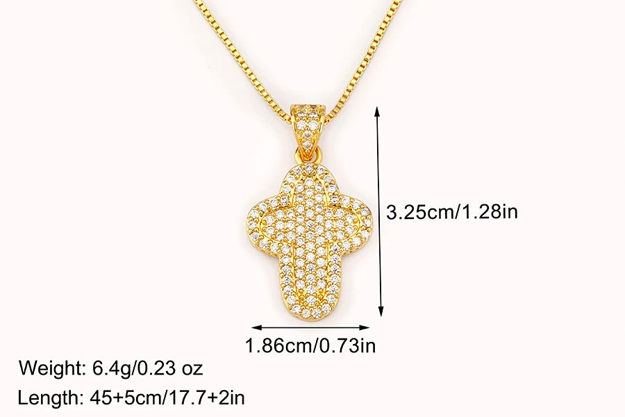 Nidin New Trendy Personality Design Cross Pendant Necklace For Women Men Shiny Crystal Zircon Charm Jewelry Daily Party Gifts