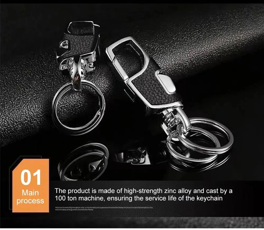 Double-ring metal keychain, simple and stylish. Thick and substantial texture, anti-lost and portable, showcasing men's taste.