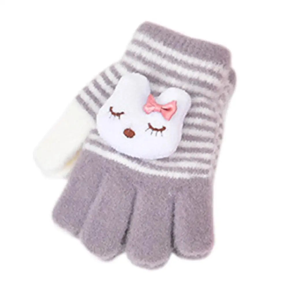 Kids Winter Gloves Thermal Warm Windproof Cartoon Animal Mittens for Boys Girls Children Outdoor Skiing Full-Finger Gloves