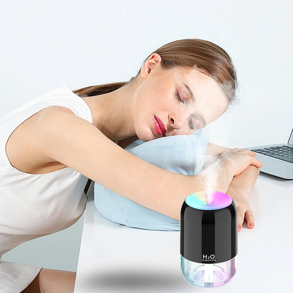 Colorful Cool Mist Mini Humidifier 300ml USB Personal Desktop Humidifiers for Car Office Home Travel, Auto Shut-Off 2 Mist Modes