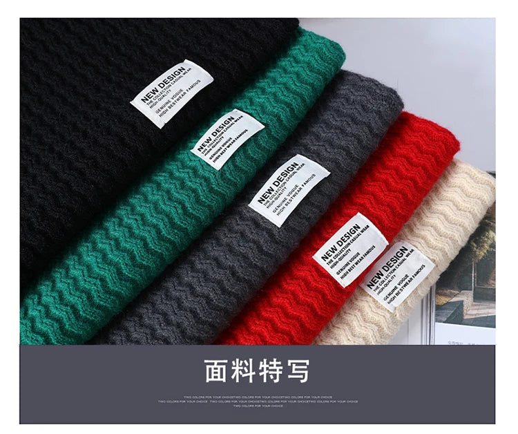 2024 Autumn Men's wool pullovers Men's Solid color high collar Sweater  mens thicken Warm Men Knitted Sweater full size M-4XL