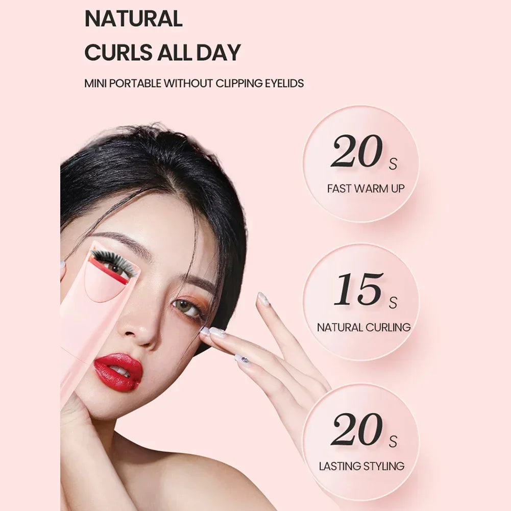 Portable Heated Eyelashes Curling Tool, Natural Fake Eye Lash, Beauty Supplies, USB, 3 Temperature Mode