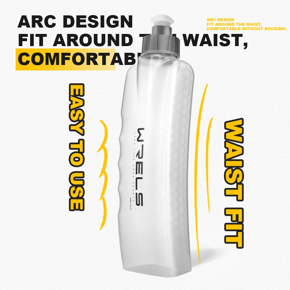 Upgraded Curved Sports Water Bottle with Easy Grip Running Cycling Belt Pack Fitness Hydration